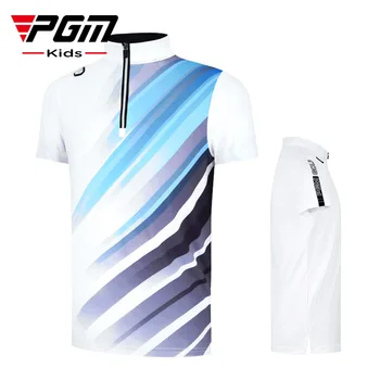 Летняя одежда для гольфа PGM, футболка с коротким рукавом для мальчиков, летняя одежда для гольфа, дышащая, быстросохнущая.