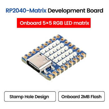 Mini RP2040-Matrix Development Board 5 × 5 RP2040 RGB LED Matrix Development Board Модуль Двухъядерного процессора Для MicroPytho C/C ++