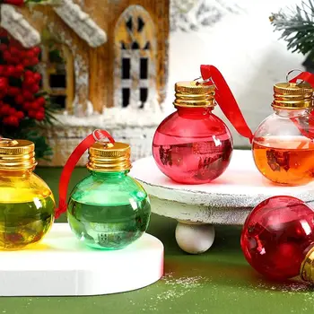 10шт Золотых рождественских шариков с выпивкой, Праздничный декор, Елочные украшения, Пластиковая бутылка из-под сока, Прозрачная пластиковая Рождественская подвеска