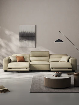 Минималистская комбинация кожаных диванов современный простой размер гостиной светлый роскошный диван из воловьей кожи