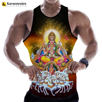Индуистский Господь Бог Вишну, майки с 3D-принтом, Мужские И женские Летние повседневные рубашки без рукавов, уличная одежда в стиле хип-хоп, Футболка оверсайз