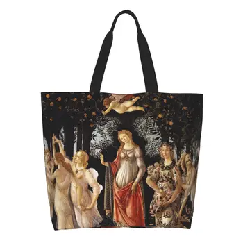 Сумка для покупок Sandro Botticelli Primavera, холщовая сумка для покупок с кавайной печатью, сумки через плечо, сумка большой емкости