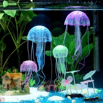 Искусственная яркая медуза, силиконовый декор для аквариума, Украшение для аквариума, наполненная воздухом Плавающая силиконовая медуза, безвредная