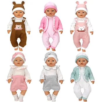 Одежда для куклы 17-18 дюймов, милый Медведь, 3 шт., наряды на 43 см, игрушки, одежда для куклы Реборн, комбинезон для новорожденных, Аксессуары для кукол