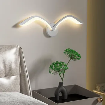 Nordic Indoor 50 см Светодиодный настенный светильник Белый Коричневый Железный Акриловый Настенный светильник для гостиной, прихожей, спальни, настенное освещение