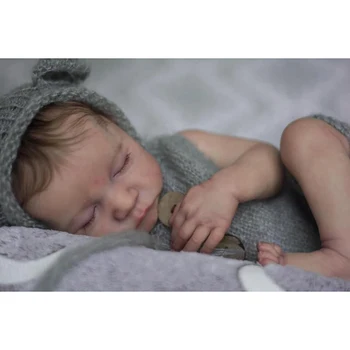 18-дюймовая Возрожденная Спящая кукла Levi из силикона для всего тела, новорожденный младенец, гибкий 3D тон кожи с видимыми венами, кукла для волос у корней рук