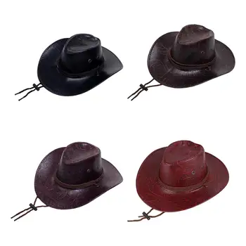 Ковбойская шляпа в западном стиле, модные прочные шляпы из искусственной кожи, мужские джентльменские джазовые шляпы