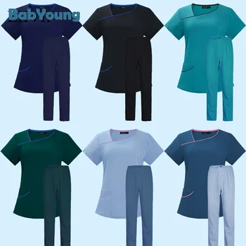 Мужская униформа врача, набор скрабов для медсестер, рабочая одежда для медсестер, Женская спецодежда для медицинских работников, рабочая одежда, топ и брюки, скрабы, Униформа