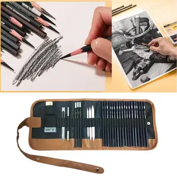 29шт Набор карандашей для эскизов Профессиональный набор карандашей для рисования графитовой угольной палочкой для школьников-художников