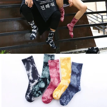Европейские и американские носки с краской для галстука, мужские и женские модные носки в стиле хип-хоп харадзюку в тюбике, модные носки