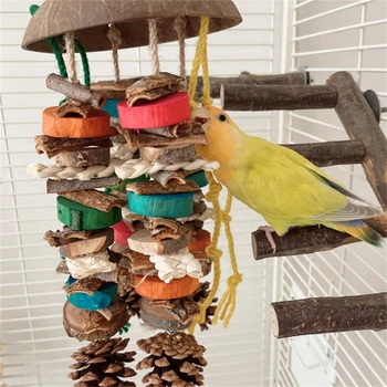 Большая игрушка для жевания птиц Птичья клетка Подвесная Клюющая игрушка Взаимодействие Стоячая игрушка-окунь
