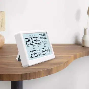 Комнатный термометр Календарь Температура на рабочем столе Цифровой Будильник Датчик влажности для детской Кухни Спальни офиса Гостиной