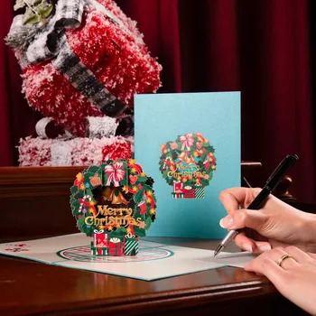 3D Всплывающая Рождественская открытка Санта Рождественский фестиваль Новогодняя открытка Зимние Поздравительные праздничные открытки Подарки на годовщину Открытка