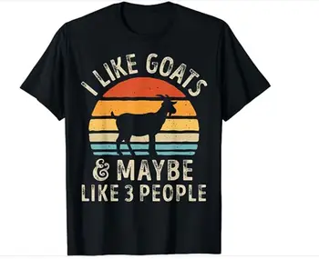 Мне нравятся козы и, возможно, 3 человека; Ретро-футболка с фермером на козьей ферме S-5XL