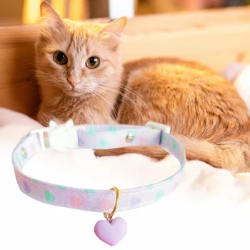 Ошейник для домашних животных, безопасная пряжка, удобный регулируемый шарф для кошек, ожерелье для собак с подвеской в виде сердца для повседневной жизни