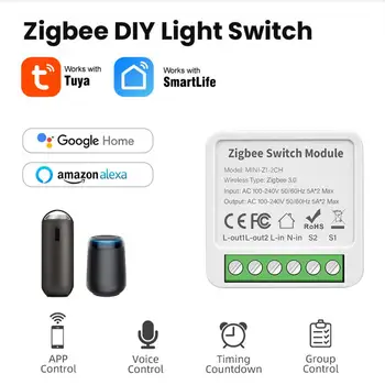 Tuya Zigbee 2/3 / 4gang Smart Gang Switch Модуль 2-Полосного Управления Выключателем Smart Life Умный Дом Работа С Alexa Home