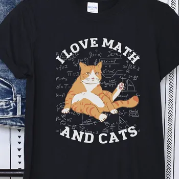 любитель кошек забавная футболка математическая футболка гик одежда для учителя математики подарок Геометрия юмор