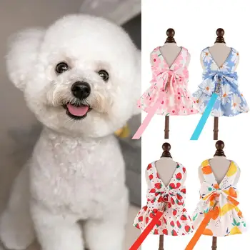 Dog Dress Leash Set Bowknot Decoration for Pet Princesses Spring Summer Pet Cat одежда для мелких собак