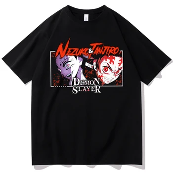 Аниме-рубашка Demon Slayer Nezuko Tanjiro, Аниме-рубашка, Подарок Любителю Аниме, Унисекс, Рубашки С Круглым вырезом И Коротким Рукавом