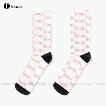 Boop! Розовые эстетичные носки с белым сердечком, Женские носки, Персонализированные носки Унисекс для взрослых, подростков, молодежи, носки с цифровым принтом 360 °
