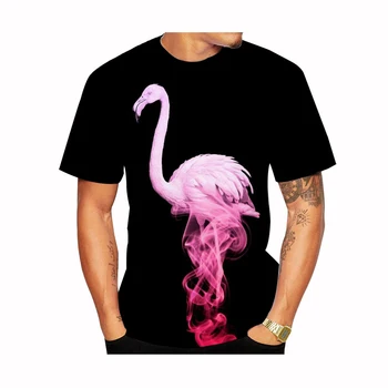 2023 Модная мужская / женская футболка с 3D-принтом Flamingo, повседневный топ с коротким рукавом с принтом фламинго, размер XXS-6XL