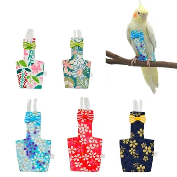 Подгузник для попугая с бабочкой, Милые Красочные фруктовые цветочные голуби-попугайчики, Маленькие Средние Большие домашние птицы, Летный костюм, Одежда, которую можно стирать