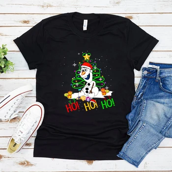 Хо-Хо-Хо с Рождественской футболкой Olaf, Милым Снеговиком, Рождественской рубашкой Kawaii, Футболкой для Праздничной вечеринки, Графической Футболкой, Подарком для Зимней поездки в отпуск