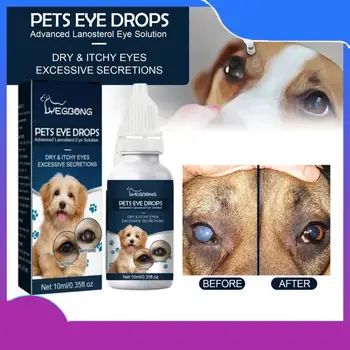 10 МЛ глазных капель для кошек и собак для удаления следов от слез, облегчения сухости, снятия зуда в глазах, Мягкого очищающего средства Для мелких животных