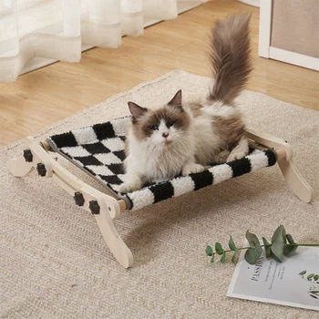 Универсальная подвесная кошачья кровать, Кошачий гамак, диван-мебель, домашняя деревянная кошачья кровать для котенка, которую можно повесить или поставить на землю