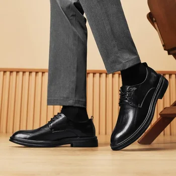 Мужская кожаная обувь, деловая официальная одежда, коричневые ботинки Martin из мягкой кожи в британском стиле, обувь для жениха, мужская обувь в стиле ретро для мальчиков