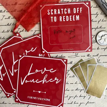 Креативная идея любовной записки, Романтические скретч-карты-ваучеры на годовщину Дня Святого Валентина, сделай сам подарок с сеткой секретных сообщений.