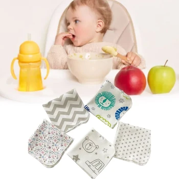 B2EB 5 упаковок Универсальных полотенец из дышащей ткани, нагрудники для новорожденных, Хлопчатобумажные салфетки, впитывающие детские мочалки, Мягкая прочная мочалка