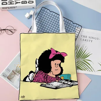 Женская сумка Mafalda 02 ShopperBags Многоразовая Сумка Большой Емкости Винтажная Сумка Через плечо Из Льняной ткани Сумка 1016WJY