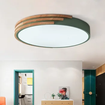 Круглый потолочный светильник Nordic Macaron с индивидуальным деревянным декором, спальня, кабинет, Гостевой номер в отеле, Демонстрационный зал, освещение в комнате