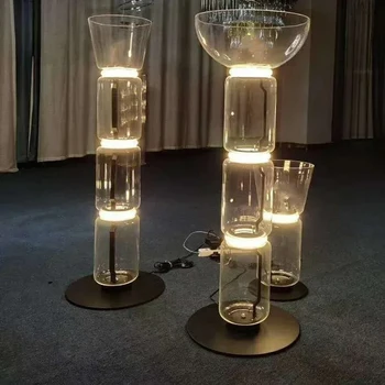 Креативный Стеклянный торшер для гостиной, кабинета, спальни, Дизайнерские бамбуковые напольные светильники, Прозрачные Вертикальные Светодиодные настольные лампы YX383DJ