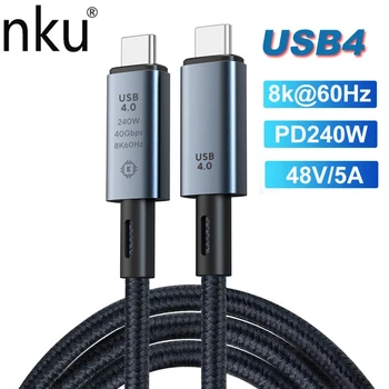 Nku USB4 Thunderbolt 3 USB C 40 Гбит/с Кабель Для Передачи Данных PD3.1 5A 240 Вт Быстрая Зарядка 8 К 60 Гц Видео Шнур для ПК Macbook Air Pro Дисплей