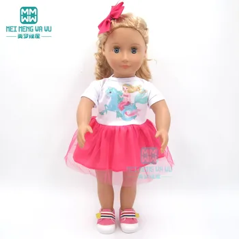 Кукольная одежда для американской куклы 45 см и новорожденной куклы С принтом принцессы детское платье