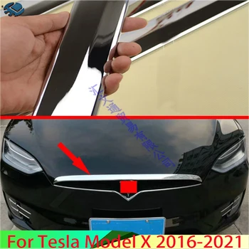 Для Tesla Model X 2016-2021 2019 ABS Хромированный Передний Капот Решетка Капота Бампер Для Губ Сетка Накладка Молдинг Комплект Для Укладки Автомобиля St