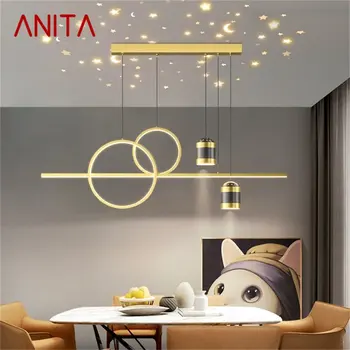 Подвесной светильник ANITA Nordic, креативные светодиодные винтажные светильники, декоративные для дома, гостиной, столовой, золотые люстры