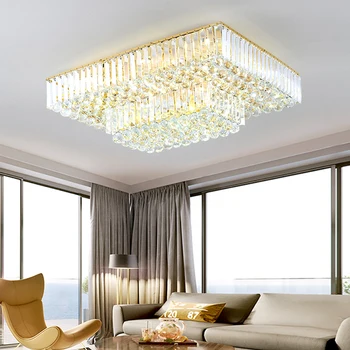 2023 Новые светодиодные потолочные светильники, прямоугольные современные хрустальные потолочные люстры для декора гостиной, роскошные люстры Plafonnier для дома