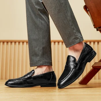 Кожаная обувь ручной работы, мужские деловые лоферы, повседневная летняя обувь