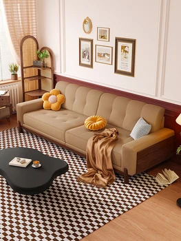 Диван из винтажной ткани для гостиной, вельвет, диван из массива дерева в американском французском стиле