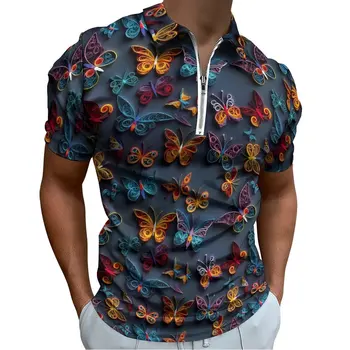 Яркие повседневные футболки с бабочками, рубашки поло с животным принтом, винтажная рубашка, повседневный топ с коротким рукавом и рисунком большого размера
