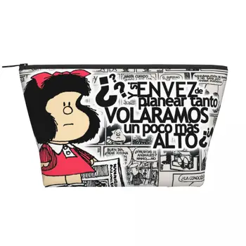 Дорожная сумка для туалетных принадлежностей из мультфильма Mafalda, Органайзер для косметики из аниме Каваи, для женщин, для хранения косметики, чехол для набора косметики