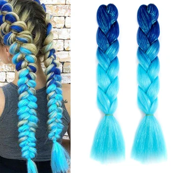 Омбре Синтетические блестящие гигантские косички для наращивания, блестящие радужные цветные волосы для плетения 24 дюйма для женщин, оптовая продажа, прическа своими руками