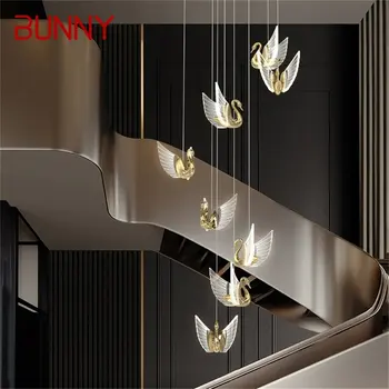 Подвесной светильник BUNNY Nordic Creative Swan Подвесная люстра для лестницы Современные светильники для домашней столовой