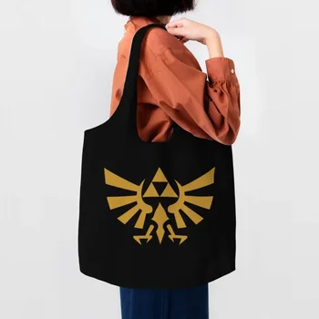 Переработка Zeldas Хозяйственная сумка Женская холщовая сумка-тоут на плечо Прочная игра Бакалейные товары Сумки для покупок сумка для фотографий