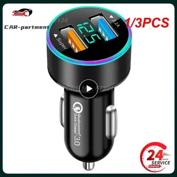 1/3ШТ USB Автомобильное Зарядное Устройство PD QC3.0 Быстрое Зарядное Устройство с Вольтметром Гнездо Прикуривателя Адаптер Питания Для 11 12