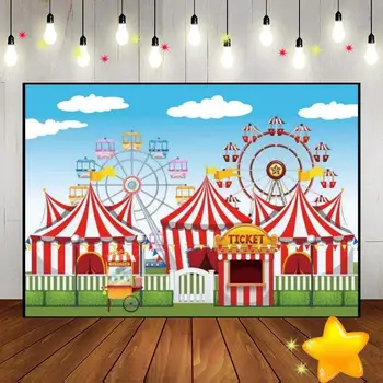 Красный цирковой Карнавальный занавес, звезды, Фон для новорожденных, Изготовленный на Заказ Фон для Дня рождения, фотографии для вечеринок, Декорации, баннер
