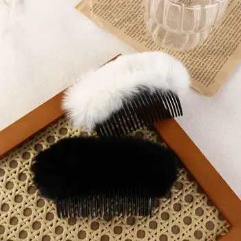 Заколка из искусственного меха Кролика В Корейском стиле, Большие Зимне-осенние Заколки для волос, заколки для хвоста, аксессуары для волос, плюшевая расческа для волос